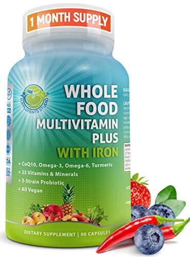 Multivitamínico Whole Food Plus con hierro, multivitamínico vegano diario - 90 unidades