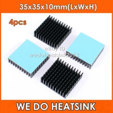 4pcs 35x35x10mm IC CPU Black Heat Sink Heasink With Adhesive Double Sided Tapes