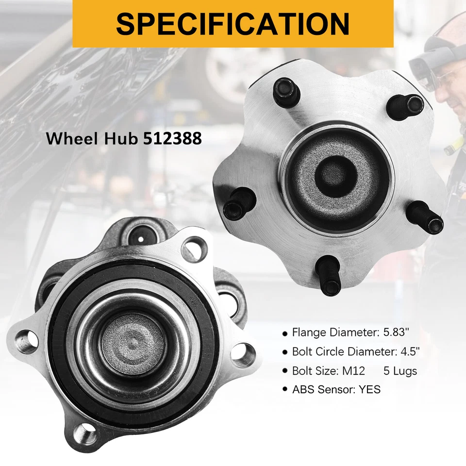 4×Wheel Hub Bearing Assembly For 2014-2019 Infiniti QX60 Nissan Pathfinder FWD Foto 4 de 4