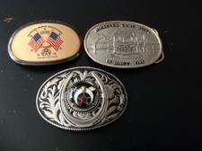 3 Pcs. Shriners Cowboy Belt Buckles