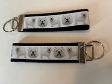 Maltese Dog Breed 6" Key chain Key Fob Wrist Strap Key Ring Gift Pet Bones Paws