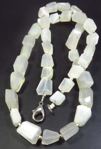 Collar de gemas de pepita de piedra lunar blanca natural 8-12,5 m 19 pulgadas LC-1585 - Imagen 2 de 10