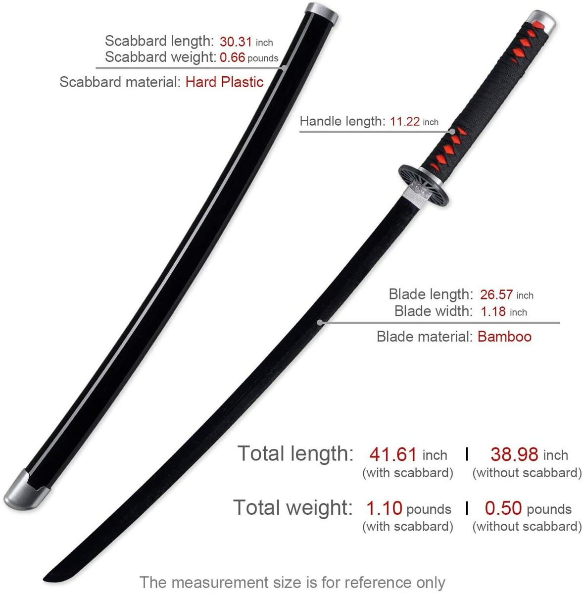 Katana Tanjiro Kamado En Bois Demon Slayer - Sabre Cosplay Kimetsu No Yaiba Avec Présentoir Bois, Ceinturon Et Fourreau