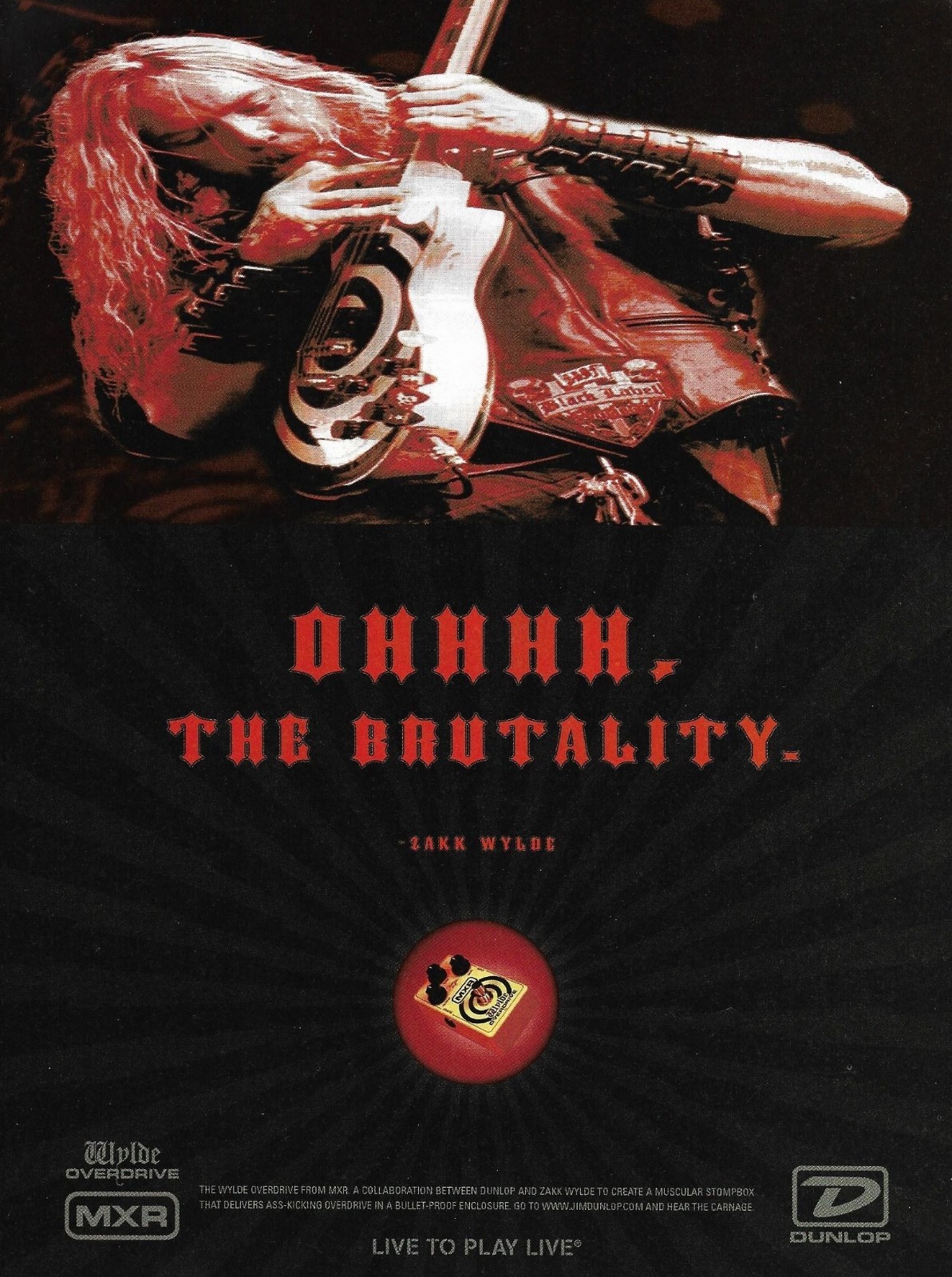 Zakk Wylde Signature MXR Overdrive Stompbox guitar effects pedal advertisement