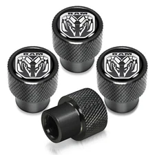 RAM 2019 Logo in Black on Black Aluminum Tire Valve Stem Caps