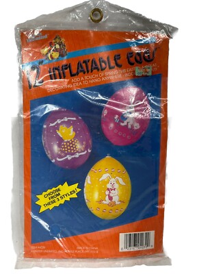 NEW Vintage Easter Unlimited Pink 12'' Inflatable Easter Egg Decoration Bunny