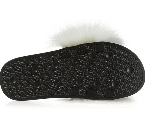Nasogetch Women Sliders Fluffy Slippers, Faux Fur Open Toe Slides Sandals UK 6/7 - Picture 4 of 7