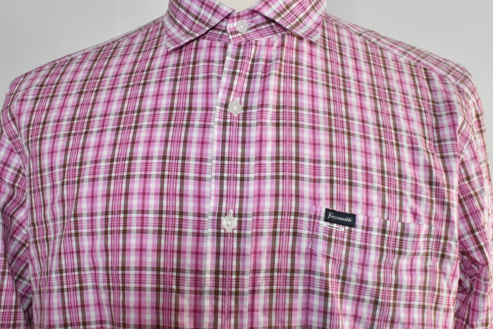 Camisa de vestir a cuadros Faconnable Club Deauville talla XL manga larga para hombre Foto 4 de 4