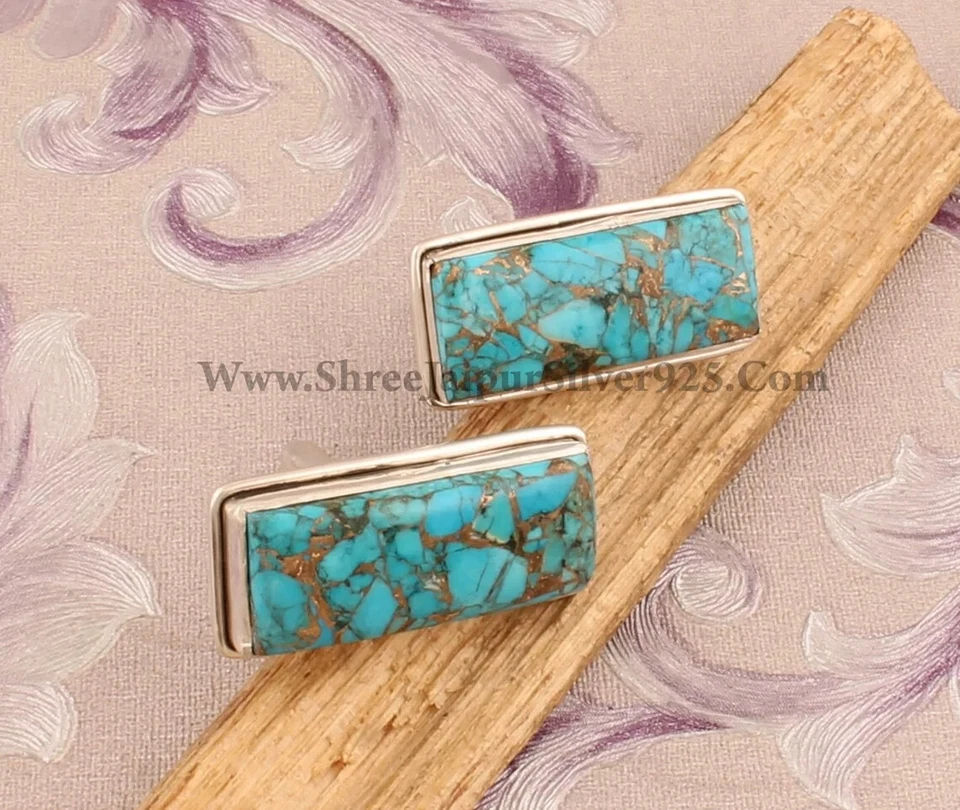 Natürlich Amerikanisch Kupfer Türkis Edelstein 925 Sterling Silber Handgemacht - Bild 3 von 4