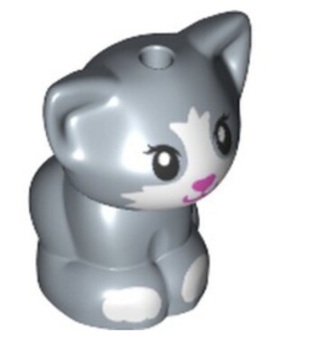 LEGO Friends Pet Cat Sand Blue Kitten Pink Nose & Mouth White Muzzle & Paws NEW