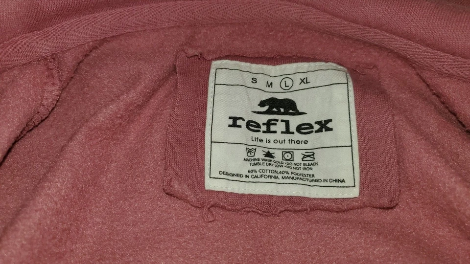 Reflex Hoodie Pink & Gray Full Zip Love Drawstring Beach Pocket Juniors Large - Image 3 of 4