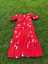 Vtg 1960s Hawaiian Made Aikane Long Muumuu Dress Aloha Island Print