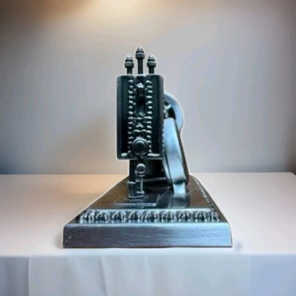 Vintage Timex Sewing Machine Mini Clock Pewter Tone EUC - Image 2 of 4