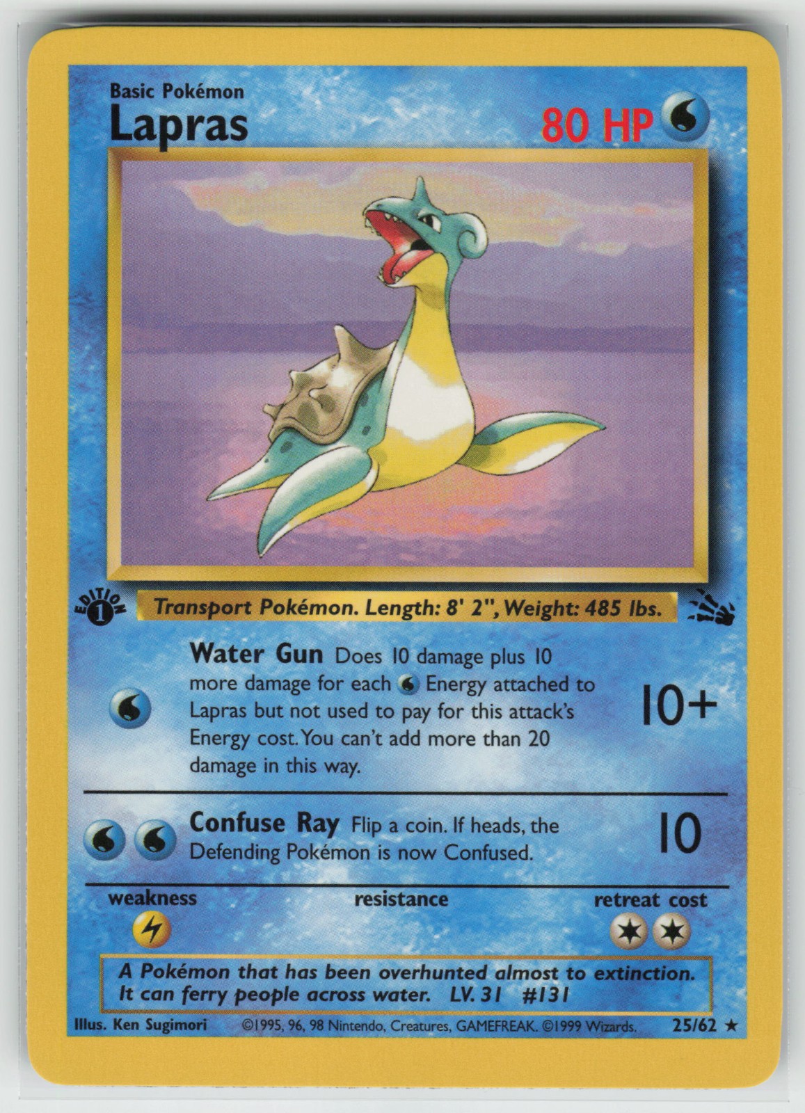 Pokemon Lapras (25) Rare 1st Edition Fossil 25/62 NM