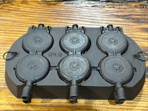 1880s Super Rare Griswold # 8 French Waffle Maker Antique 6 Burner Cast Iron Pan
