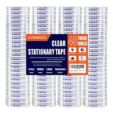 48 Rolls Crystal Clear Tape Refills 3/4 Inch x 1000 Inch Office Stationery Bulk