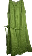 Talbots Baby Doll ruffle Hem lime green cotton dress sleeveless womens 8P Lined