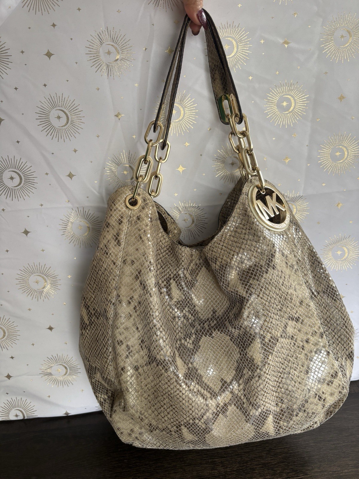 GUC Embossed Python design, leather hobo by Micha… - image 5