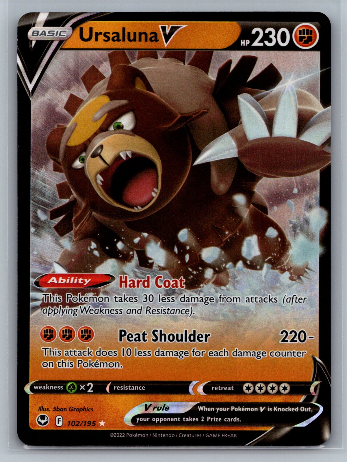 Ursaluna V SWSH12: Silver Tempest #102/195 Ultra Rare,Holo Pokemon Card
