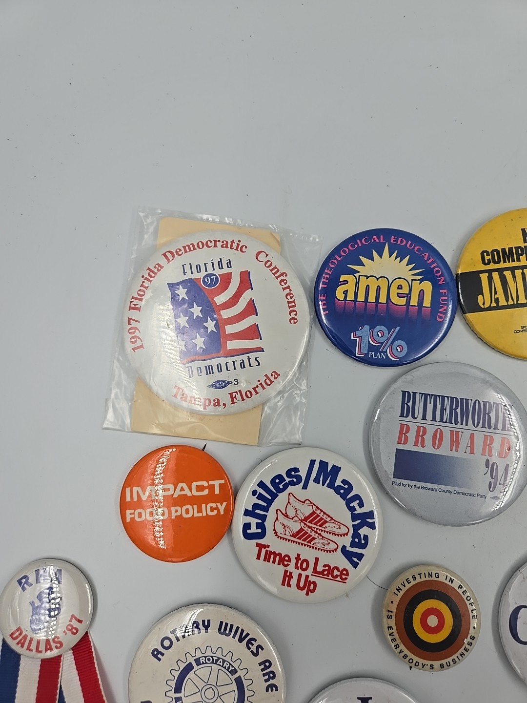 Lot of 33 Vintage Political & Religious Buttons Pins 
