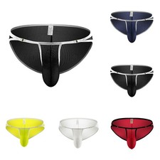 Sexy Uomo Velato a Rete Lingerie Perizoma Raso Bikini Biancheria Intima Mutande