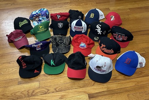 Reseller Bulk Hat Lot Of 21 Hats Some Vintage Sports Wholesale Baseball Caps