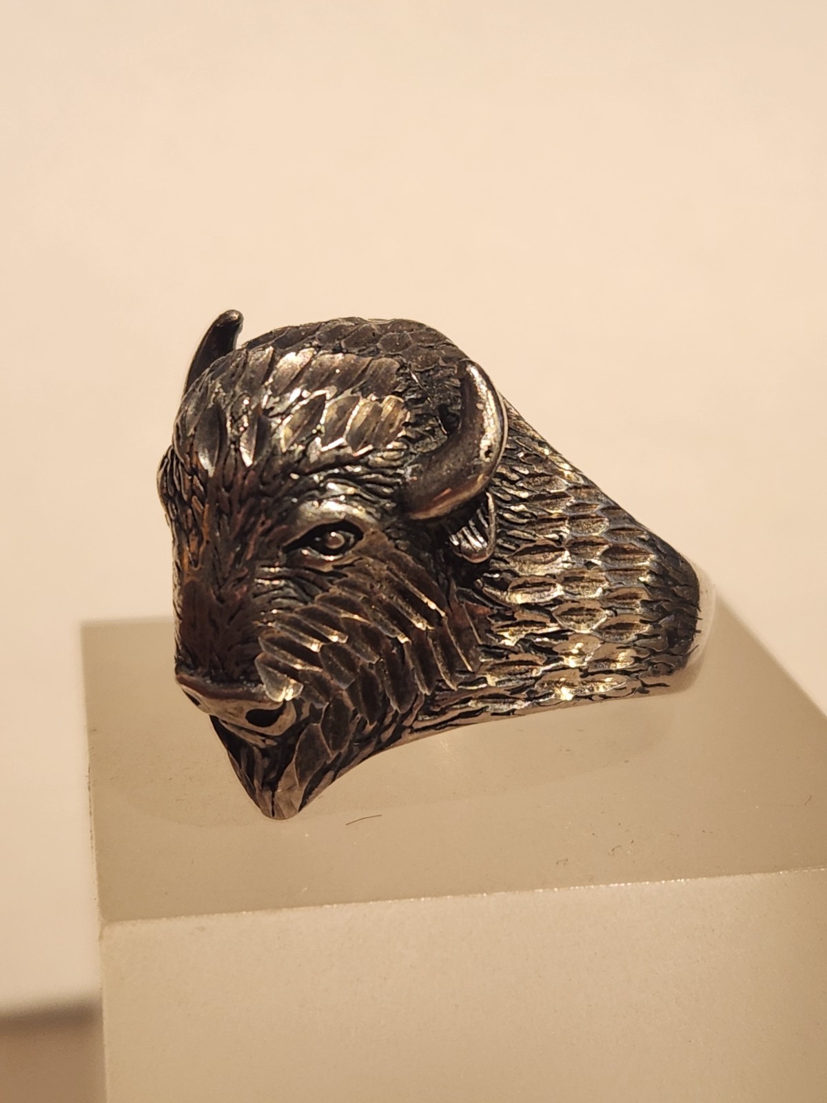 Buffalo Bison Ring Sterling silver.  Native Hallm… - image 3
