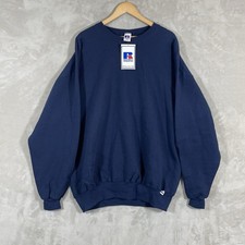 DEADSTOCK Vtg 90s Russell Athletic Sweatshirt XXL Navy Blue Blank Crewneck NEW