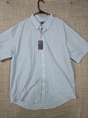 Arrow Mens Shirt Button Up Green Plaid Short Sleeve 2 XL NWT