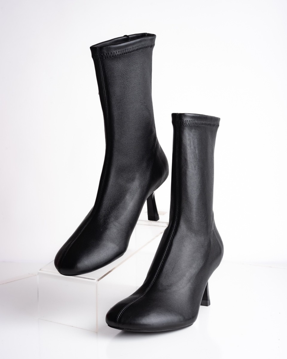 Zara Womens Soft Leather Boots Booties Black heeled US 6 EU 36 New
