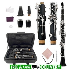 C key Clarinet Ebonite Wood Nickel Plated Keys with 2 Barrels High-grade Case