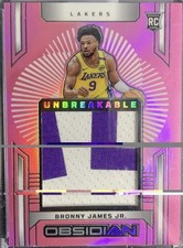 Bronny James Jr. Numbered 2024 Obsidian Unbreakable Memorabilia Pink #/49 UM-BJJ