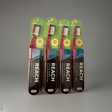 4 REACH FIRM Toothbrush Crystal Clean Hard Toothbrushes Free Brush Cap NEW