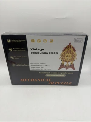 3D Wooden Puzzle Vintage Pendulum Clock NIB Build Kit for Adults - Image 1 of 3