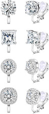 Cubic Zirconia Clip on Earrings - Women Hypoallergenic Comfortable Non Pierced S