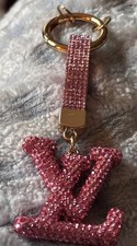 Pink stone Bling Keychain With Gold Hardware