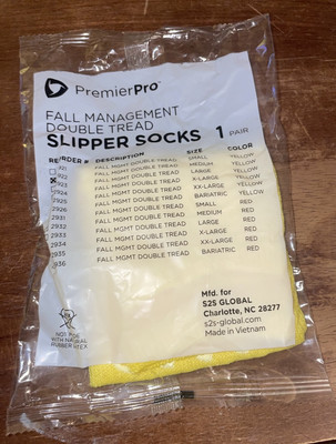 Premier Pro Fall Management Double Tread Slipper Socks Yellow