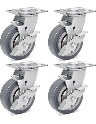 Nefish 5 Inch Heavy Duty Casters Wheels Industrial Grade W Brakes 3500 Lbs Set 4