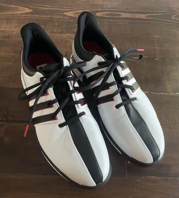Adidas Tour 360 Boost Men's Golf Shoes Size 10.5  Wht/Blk/Red Very Light Use
