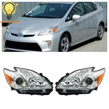 For 2012 2013 2014 2015 Toyota Prius Headlights Halogen Left+Right Side Chrome