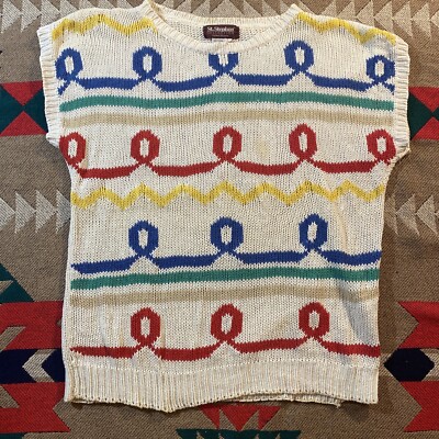 Vintage St. Stephen Collection Maison Blanche Knit Sleeveless Top Shirt Large 