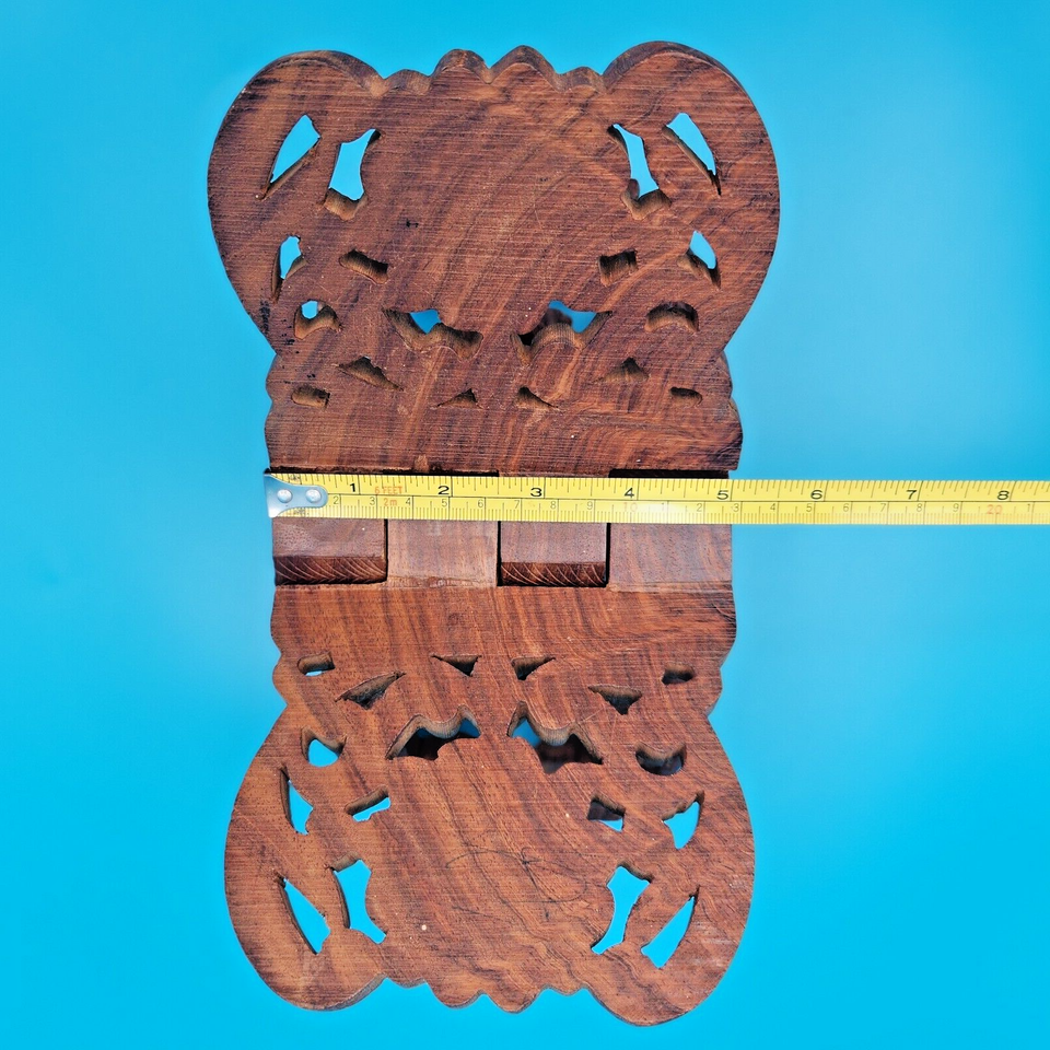 Hand Carved Wooden Folding Book Holder Bible Display Stand Made in