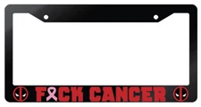 F*ck Cancer Design 2A (Deadpool) Glossy Black Plastic License Plate Frame