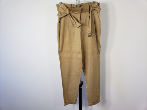 Women's Revamped Tan High Waist Belted Trouser Pants - Picture 2 of 12
