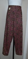 Girl's Vtg High Waist Taper Leg Pants Black Pink  Green Paisley Print Sz 10 NOS