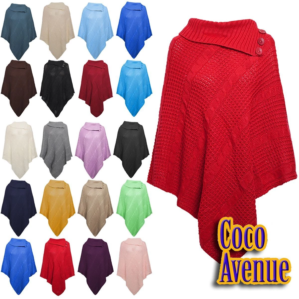 Ladies Cable Knitted Poncho 3 Button Cape Shawl Wrap Jumper Winter Cardigan Top
Opens in a new windo