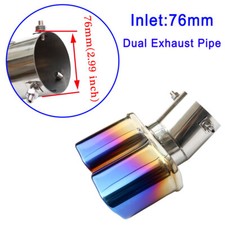 Cubierta Silenciador Trasero Coche Universal 3" 76 mm Puntas Tubo Escape Trasero Borde Azul Piezas