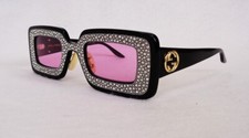 GUCCI Women Sunglasses HOLLYWOOD FOREVER GG0974S 001 Black/Crystals ITALY - New