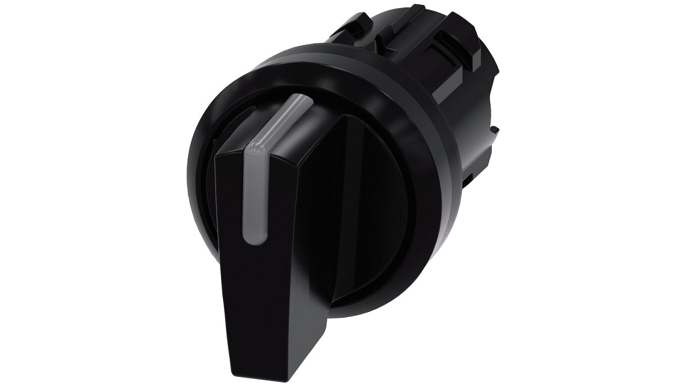 Illuminated switch 22mm round plastic black short 3-position io-ii 3SU100 /T2UK