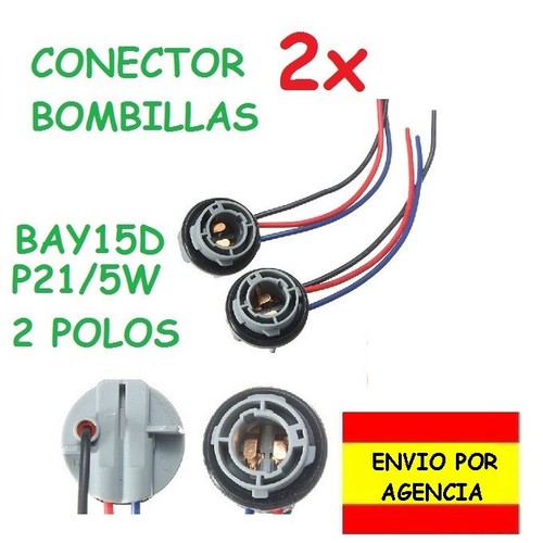 2x ENCHUFE CONECTOR BOMBILLAS BAY15D TRASERO 2 LUZ POSICION Y FRENO | eBay